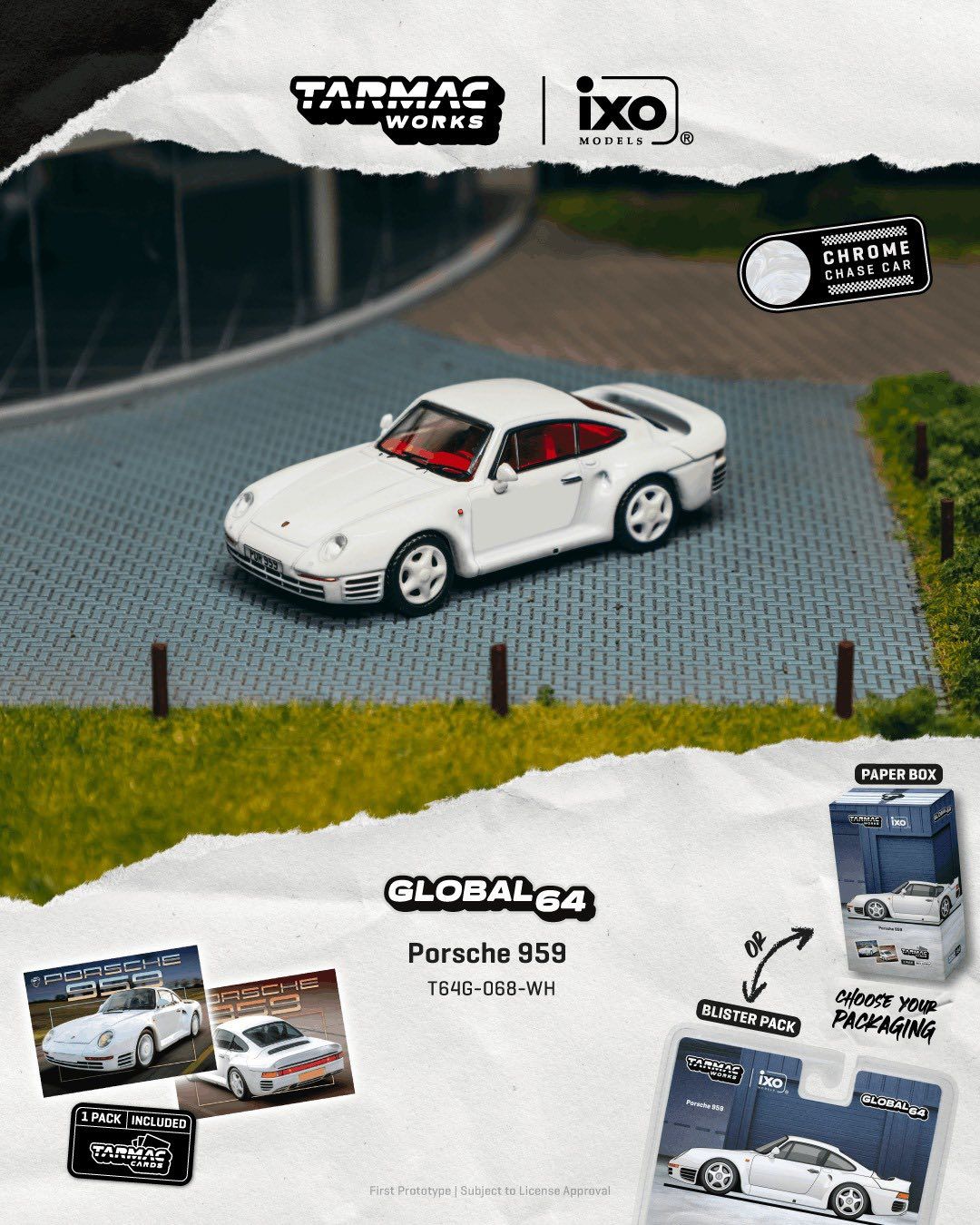 1:64 Tarmac - 1989 Porsche 959, white *Tarmac Cards*