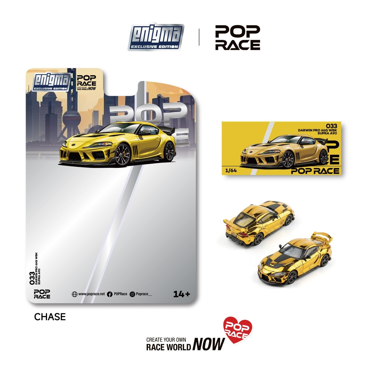 1:64 Pop Race Limited - Darwin Pro 66G WBK Supra A90, nitro yellow *Enigma Exclusive*