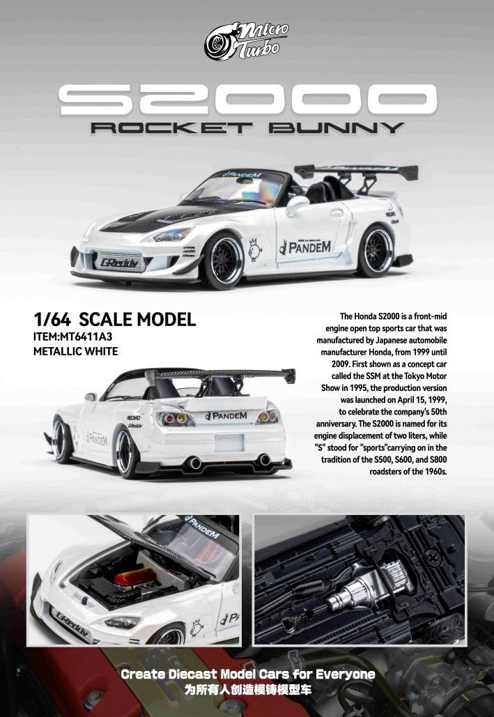1:64 Microturbo - Custom S2000 RB, metallic white