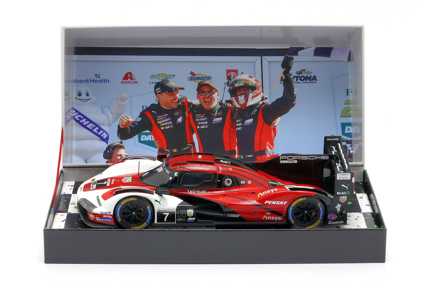 1:18 Ixo - Porsche 963 LMDh 4.6L Turbo V8 Team Porsche Penske Motorsport #7 Winner IMSA 24h Daytona 2025 F. Nasr - N. Tandy - L. Vanthoor