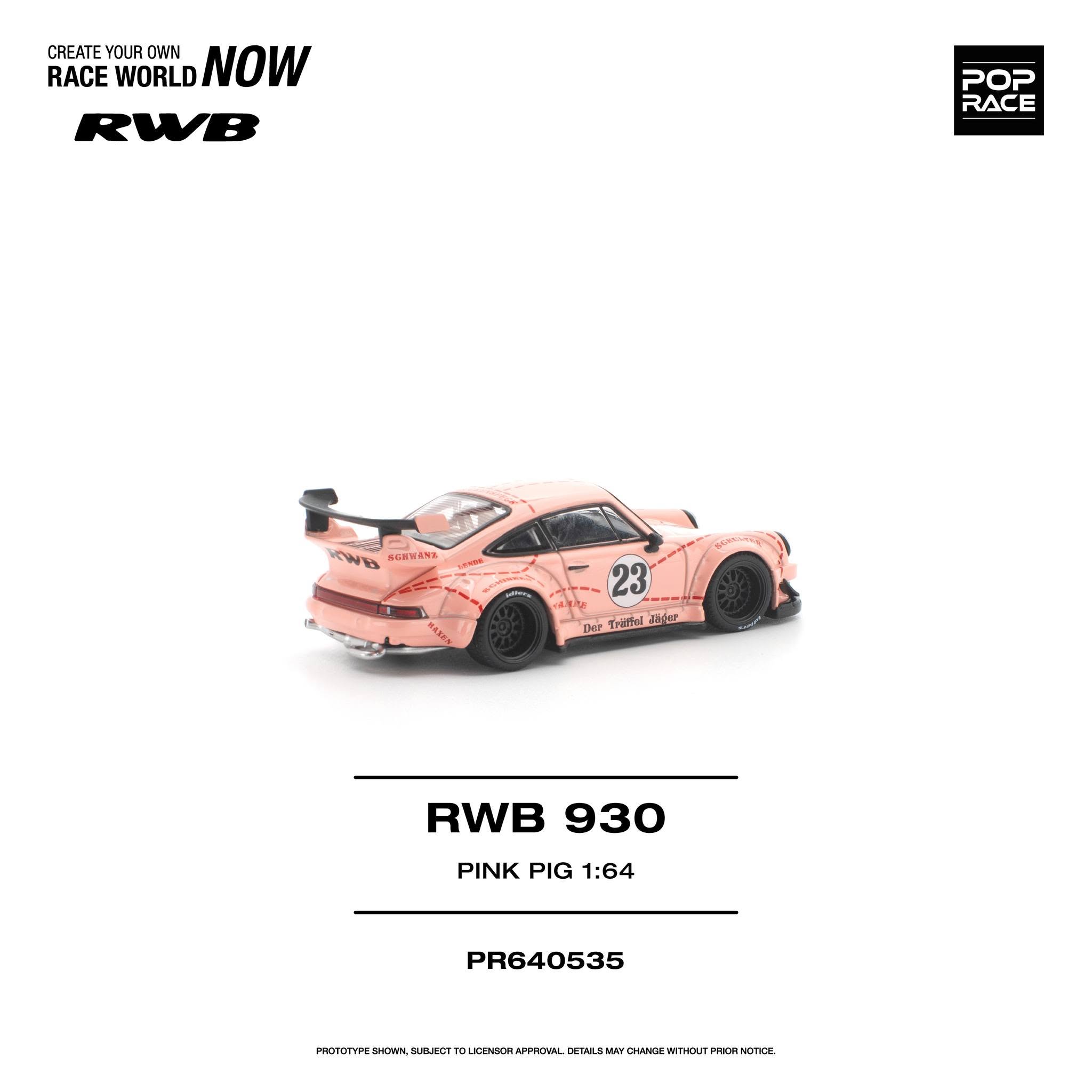 1:64 Pop Race Limited - RWB 930 #23 *Pink Pig*, pink