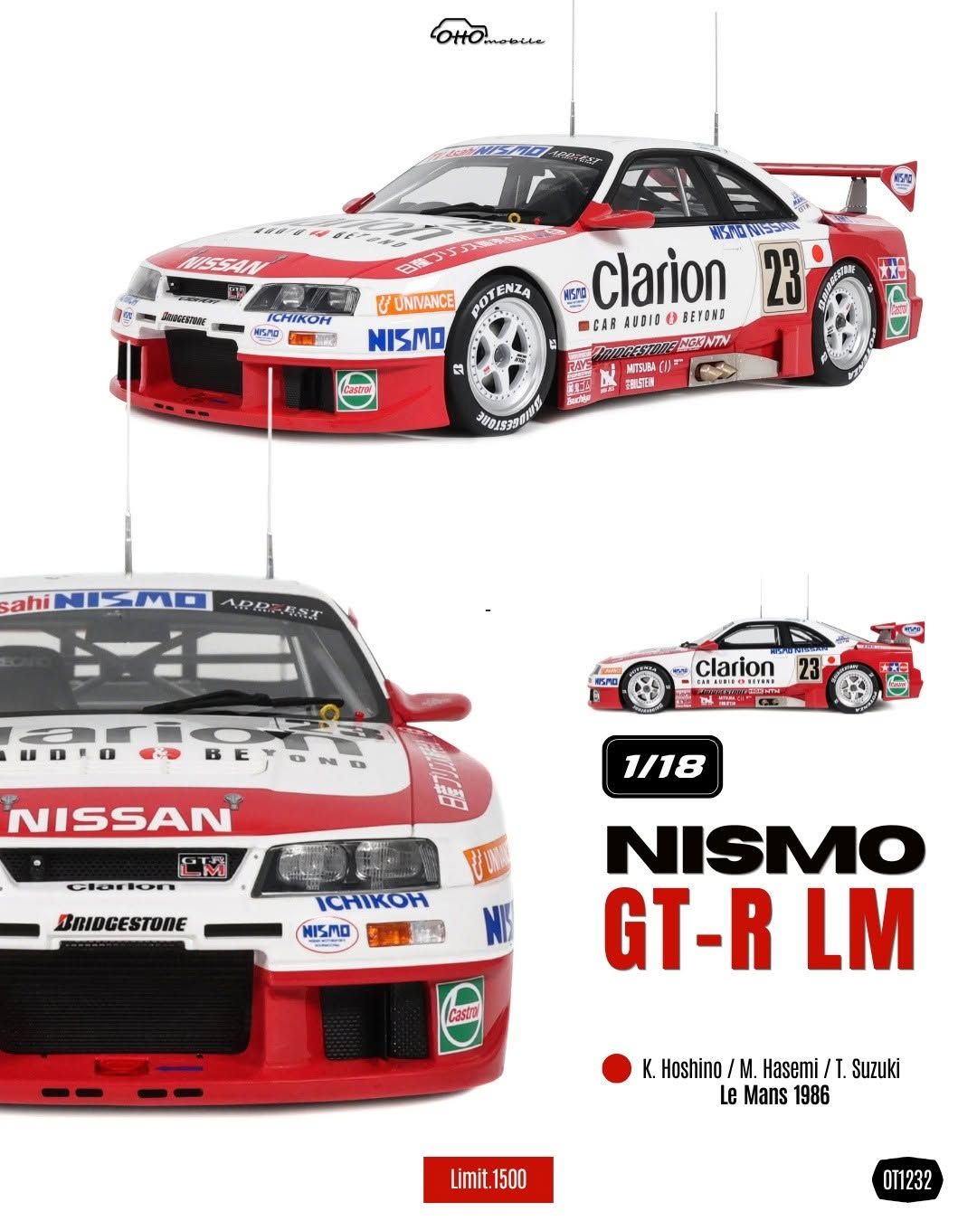 1:18 Otto Mobile - Nissan Skyline GT-R LM 2.6L S6 Twin Turbo Team Nismo Clarion #23 24h Le Mans 1996 K. Hoshino - M. Hasemi - T. Suzuki