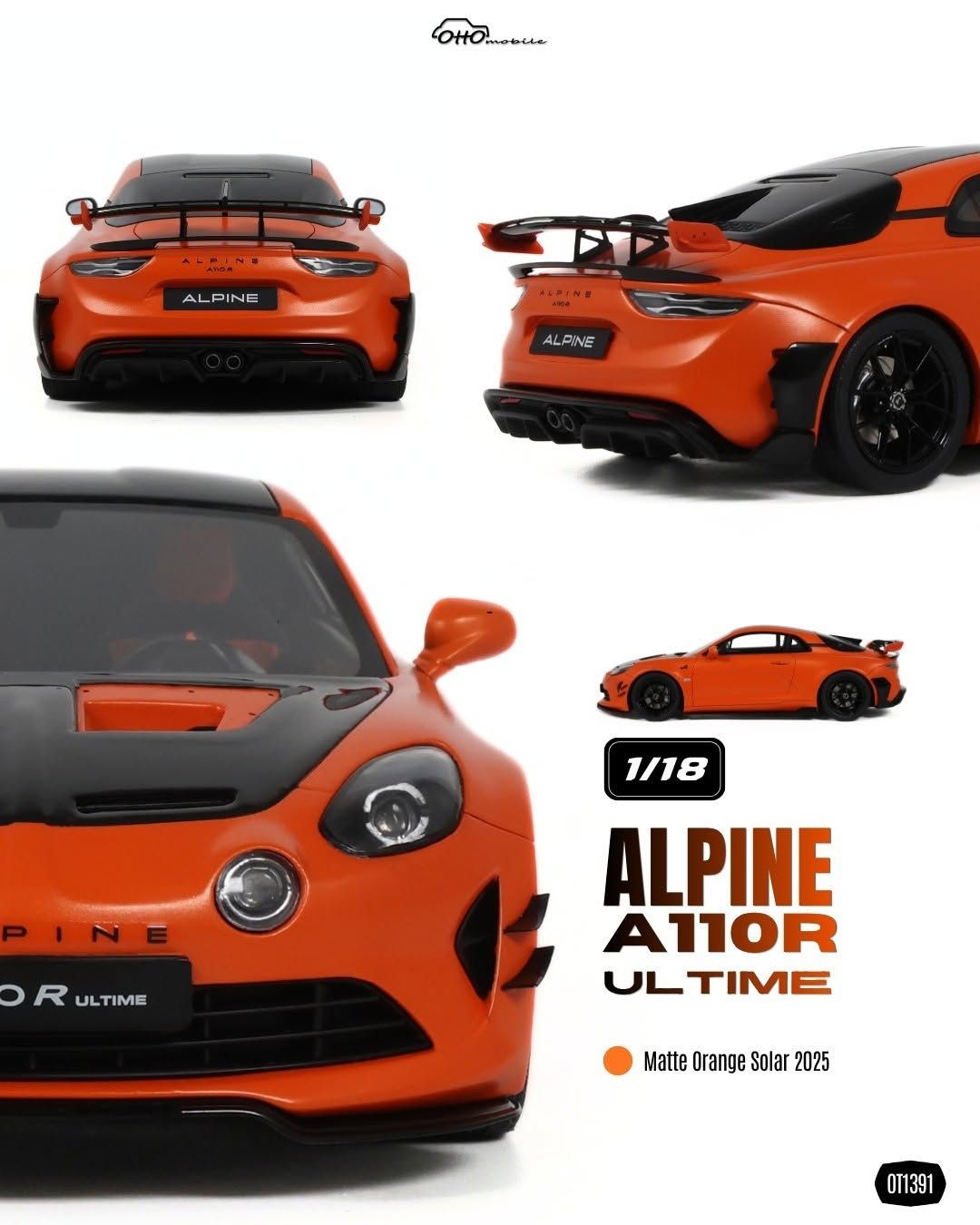 1:18 Otto Mobile - 2025 Alpine A110 R Ultime Orange Black