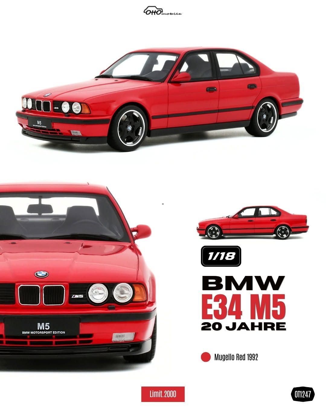 1:18 Otto Mobile - 1992 BMW M5 (E34) Red
