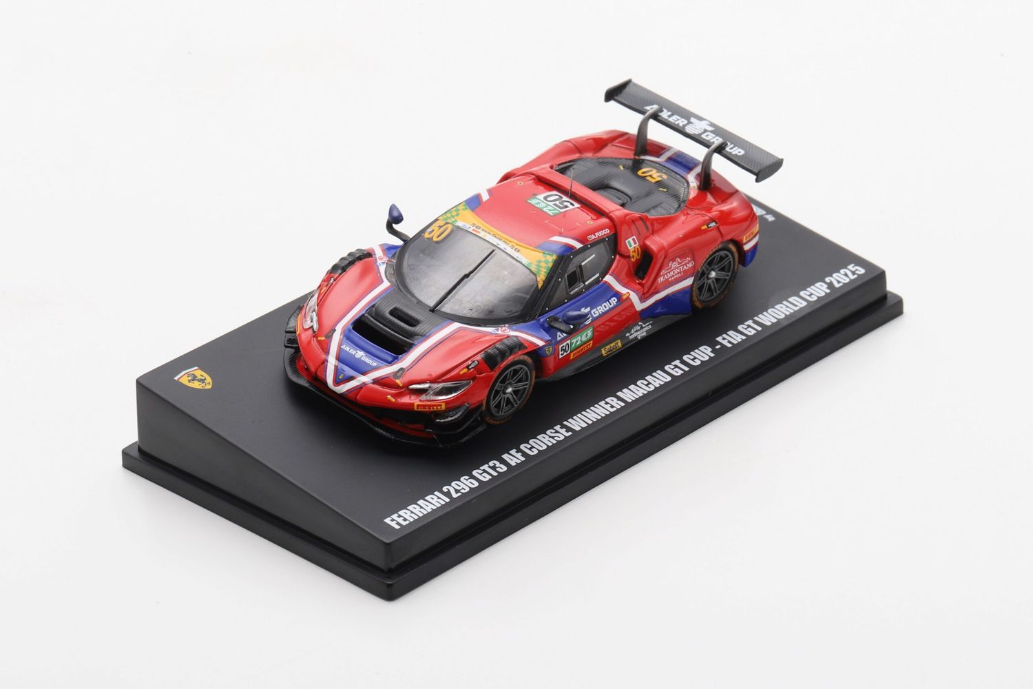 1:64 Looksmart - Ferrari 296 GT3 3.0L Twin Turbo V6 Team AF Corse #50 Winner Macau FIA GT World Cup 2025 A. Fuoco