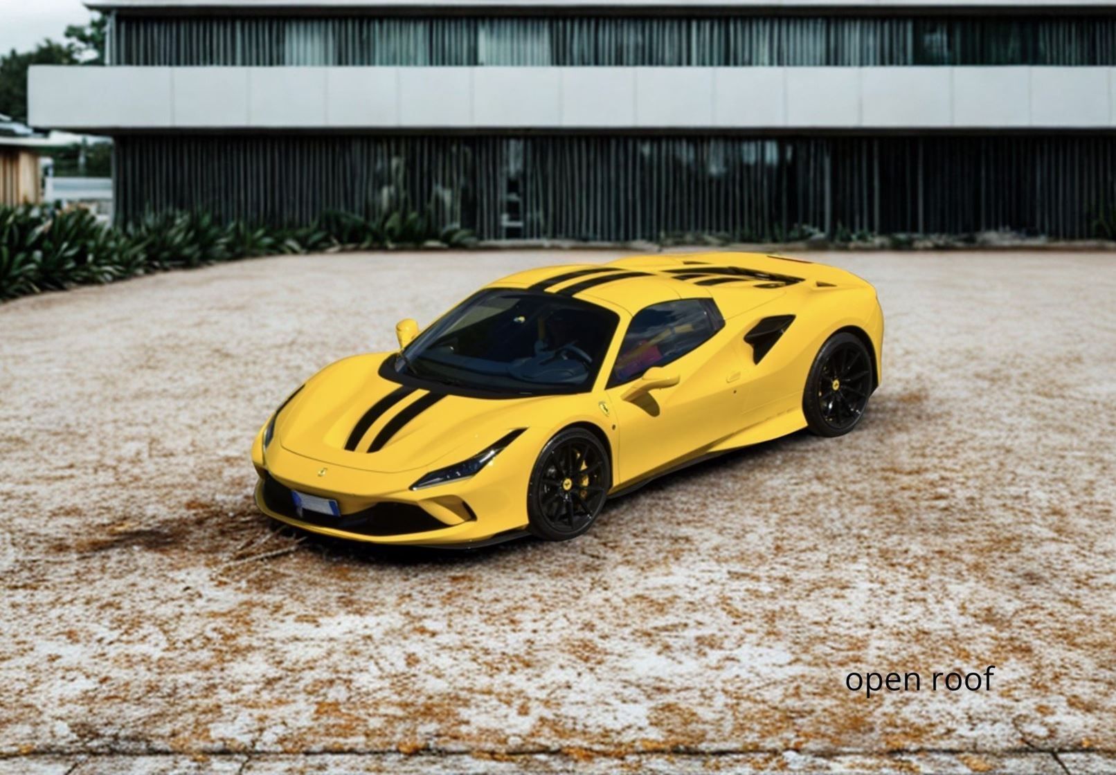 1:18 BBR - 2019 Ferrari F8 Tributo Spider Black Stripes Giallo Modena Yellow Black *Mit Vitrine*