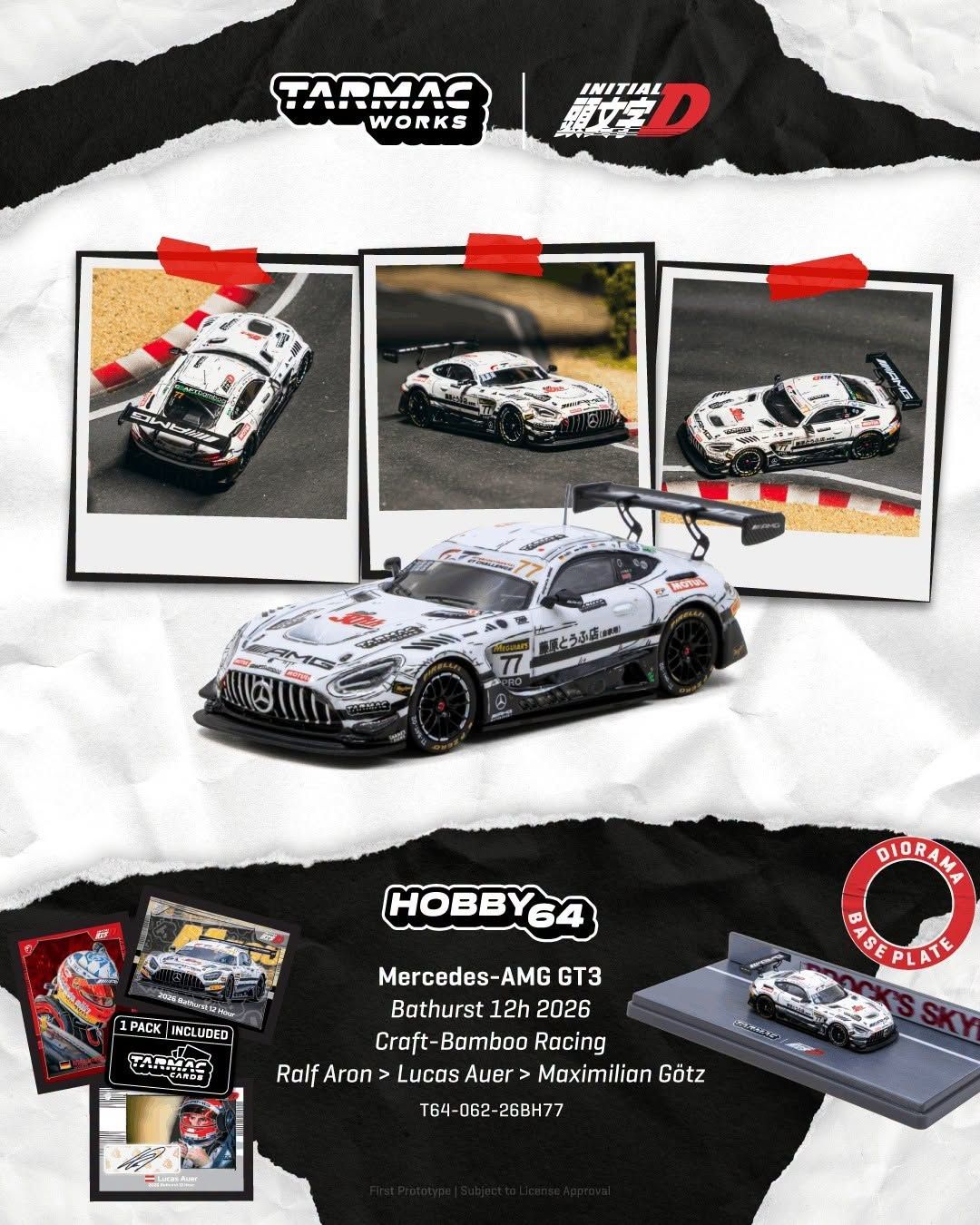 1:64 Tarmac - 2026 Mercedes-Benz AMG GT GT3 #77 Craft-Bamboo Racing Bathurst 12h *Tarmac Cards*
