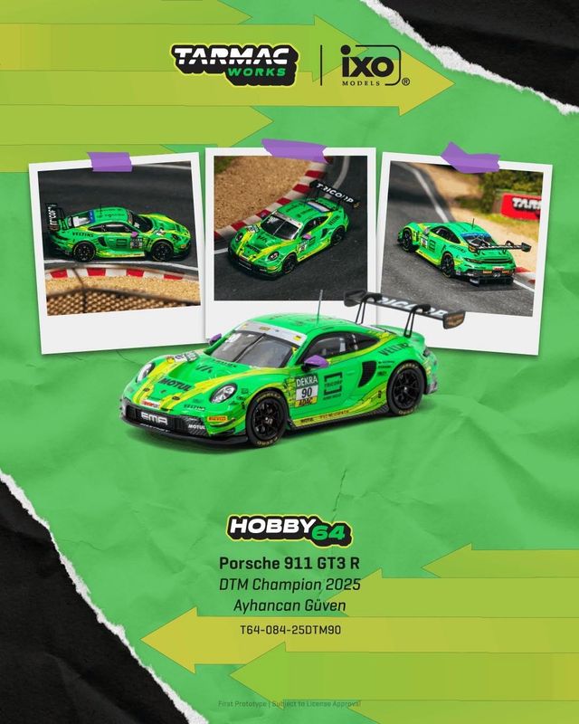1:64 Tarmac - 2025 Porsche 911 (992) GT3 R Ayhancan Guven DTM Champion