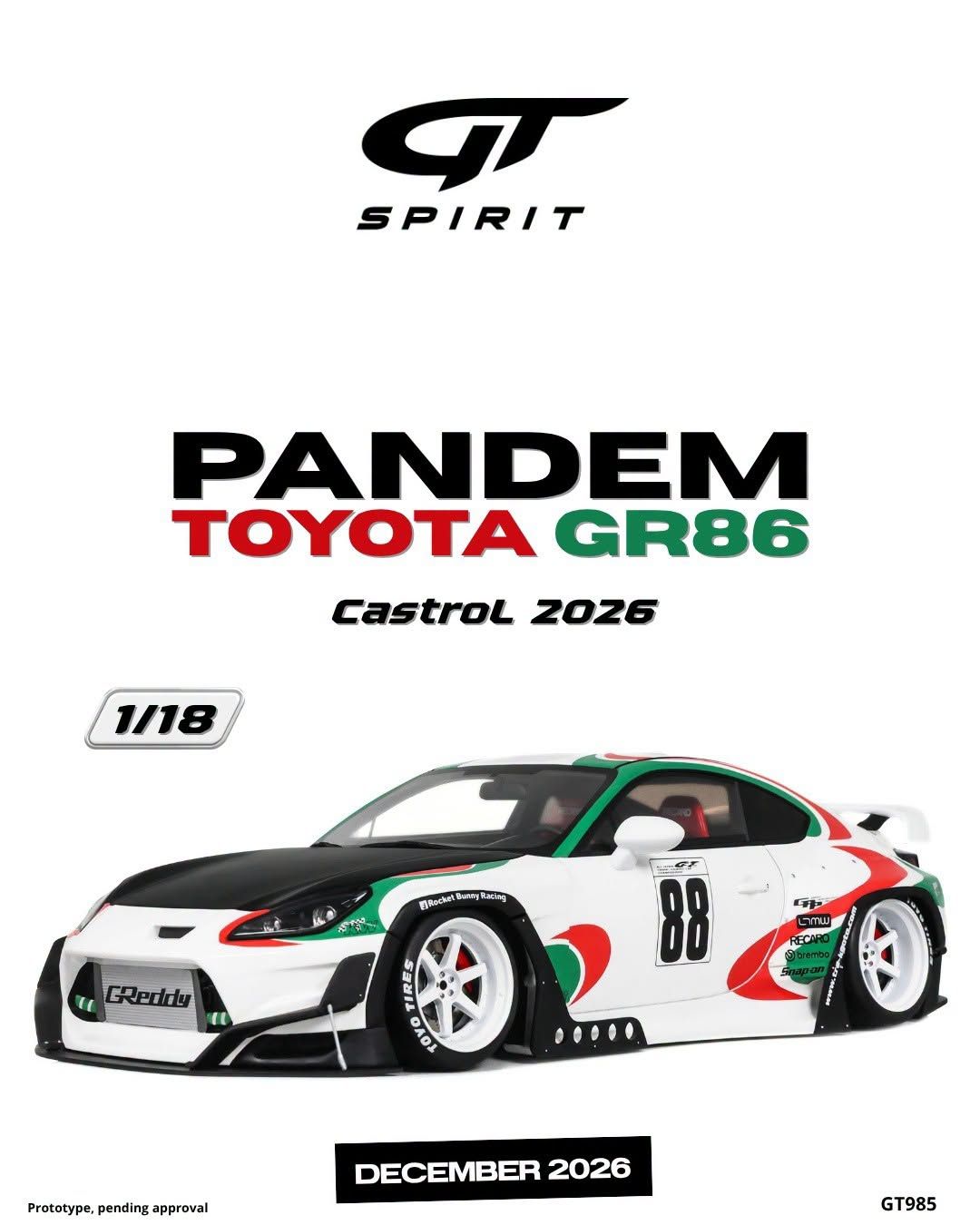1:18 GT Spirit - 2023 Toyota GR86 Coupe #88 Racing White 1:18 GT Spirit - 2023 Toyota GR86 Coupe #88 Racing White