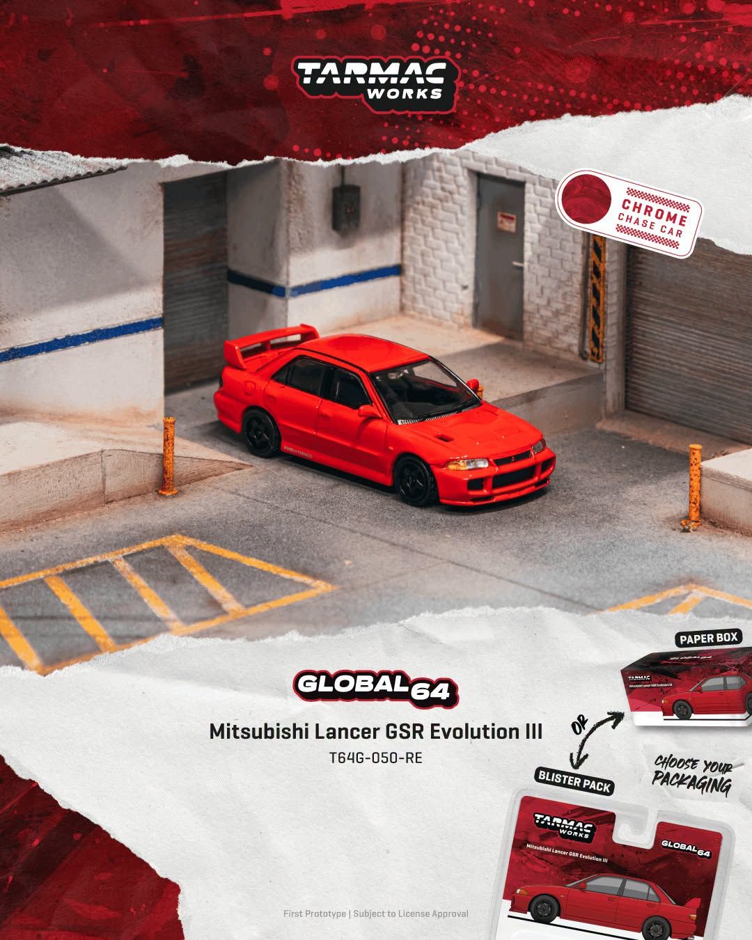 1:64 Tarmac - 1995 Mitsubishi Lancer GSR Evo III, red *Blister*
