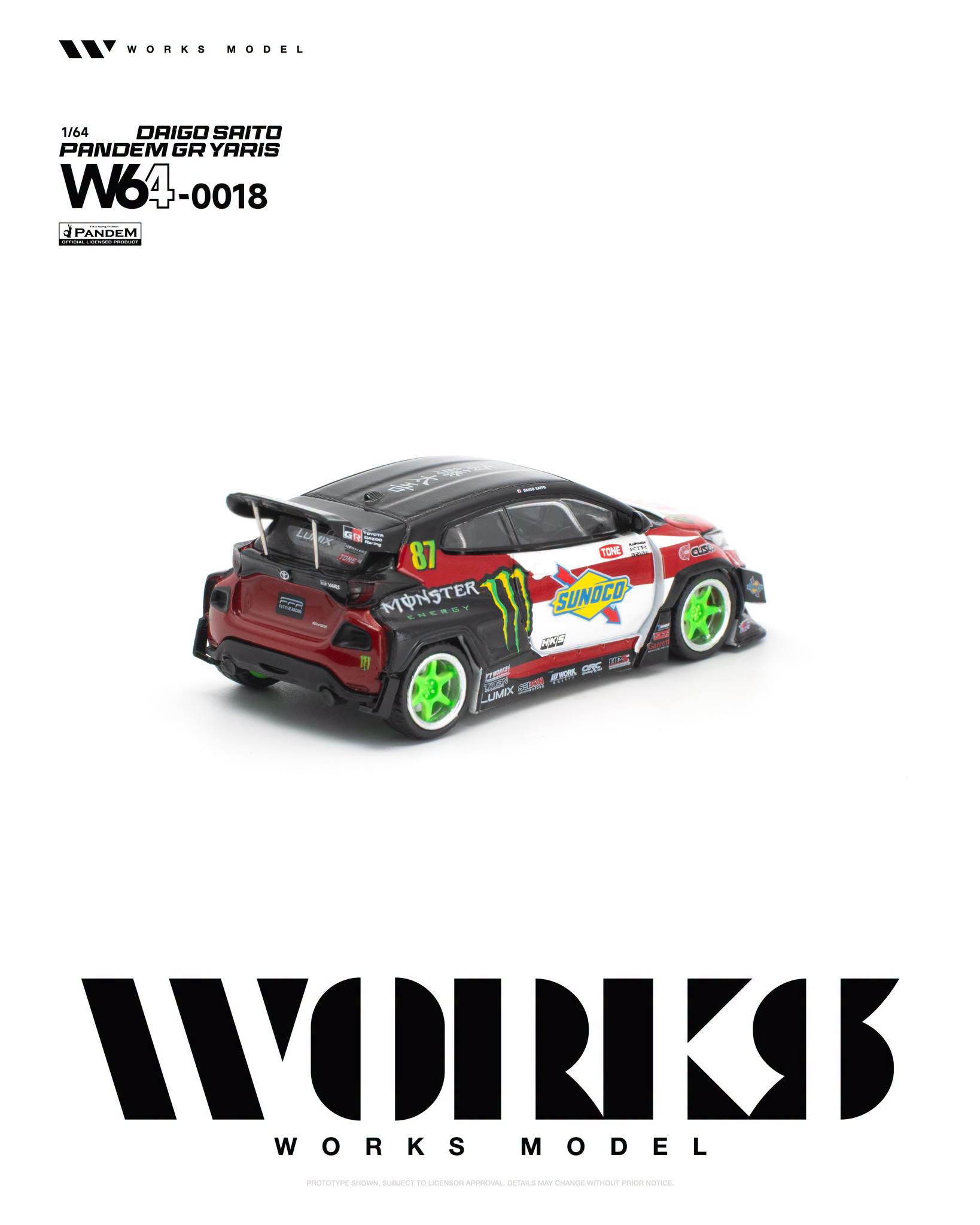 1:64 Works Model - Pandem GR Yaris #87 Daigo Saito