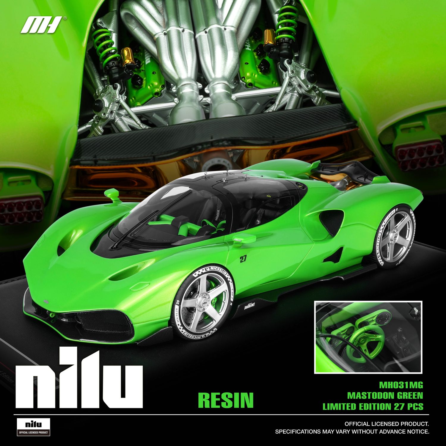 1:18 Motorhelix - 2024 Nilu Nilu27 V12 6.5L 1070 hp #27 Green Metallic