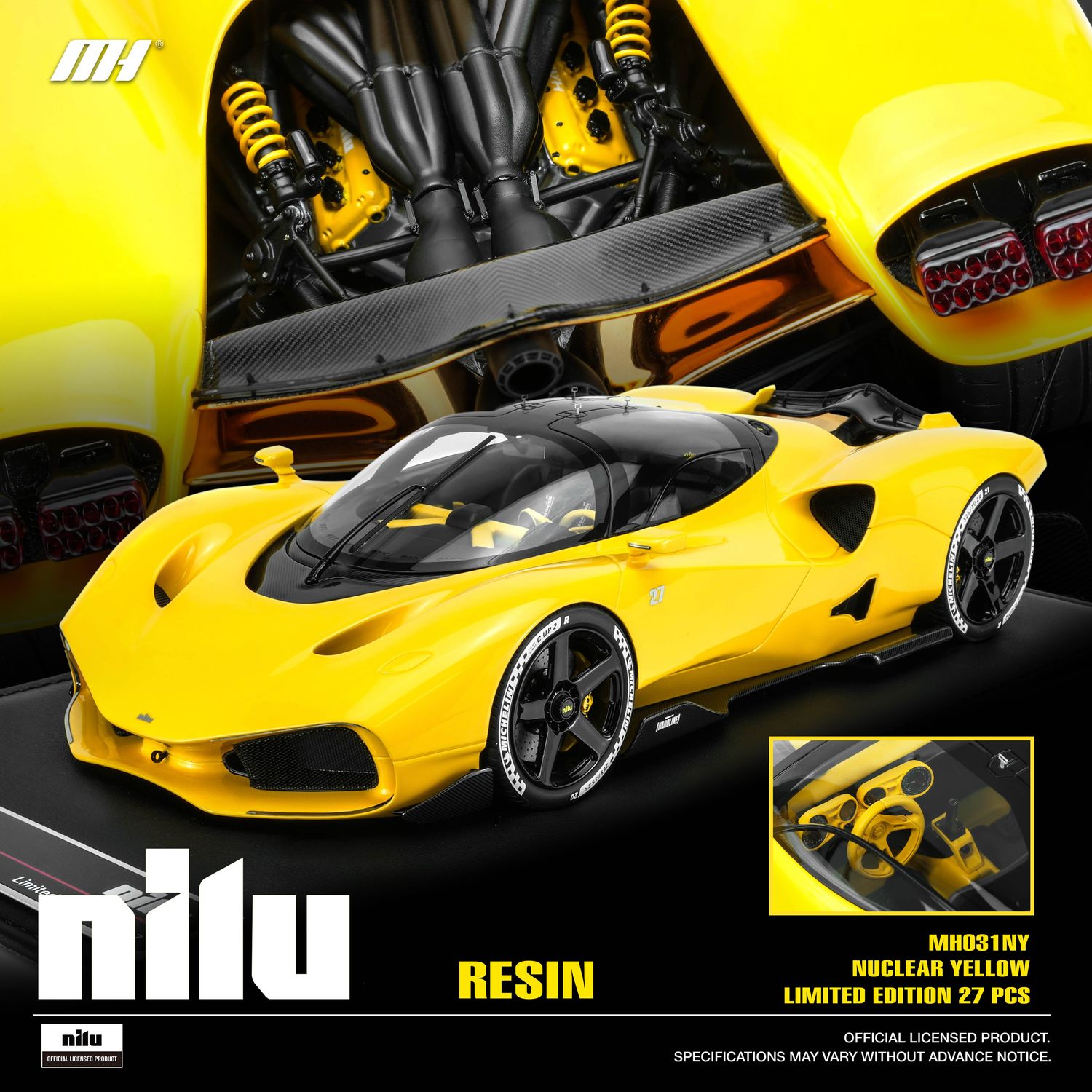 1:18 Motorhelix - 2024 Nilu Nilu27 V12 6.5L 1070 hp #27 YellowMetallic
