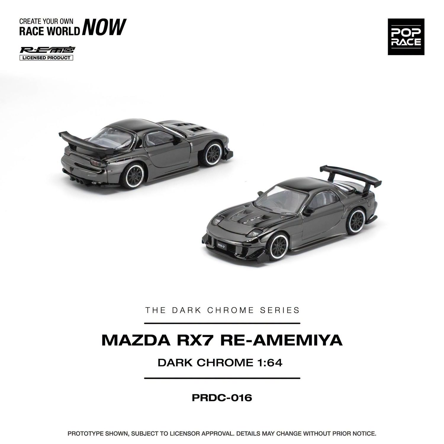 1:64 Pop Race Limited - Mazda RX-7 RE-Amemiya, dark chrome 1:64 Pop Race Limited - Mazda RX-7 RE-Amemiya, dark chrome