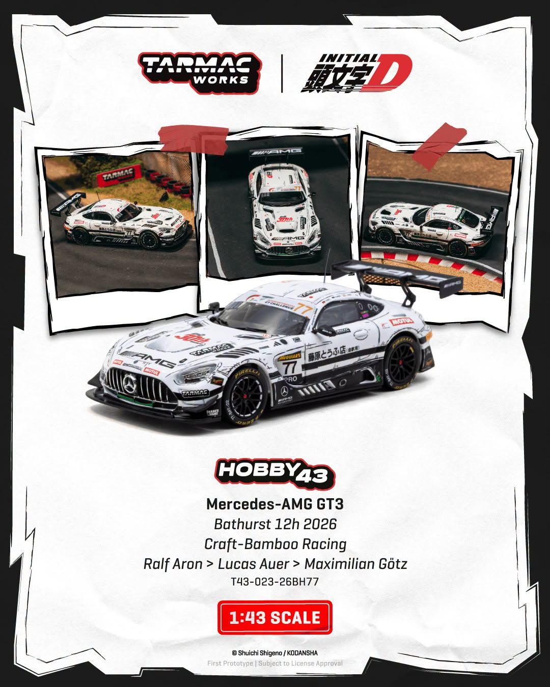 1:43 Tarmac - 2026 Mercedes Benz AMG GT GT3 #77 Ralf Aron Craft Bamboo Racing Bathurst 12h