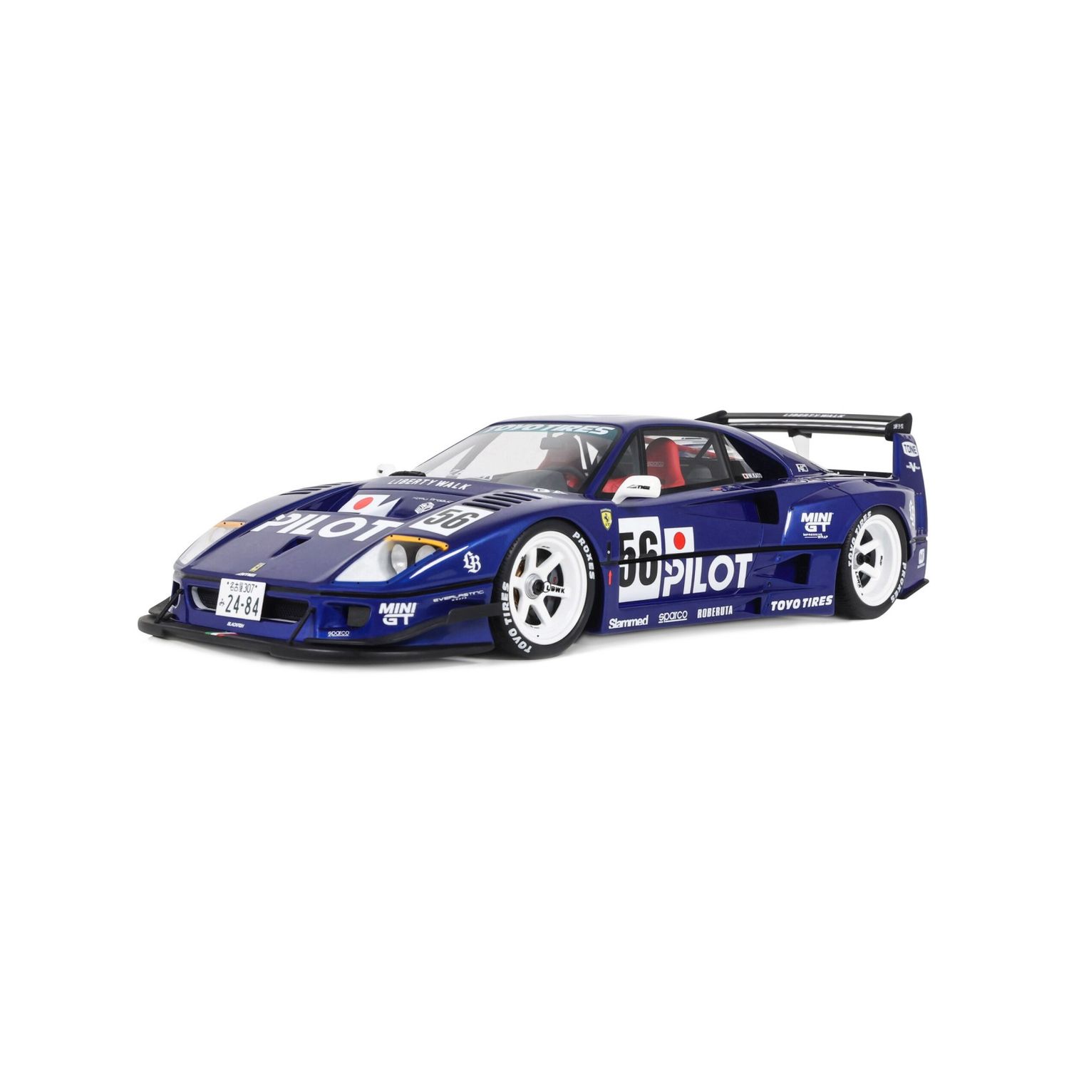 1:18 Otto Mobile - 2024 Ferrari F40 LBWK #56 Liberty Walk Blue Metallic