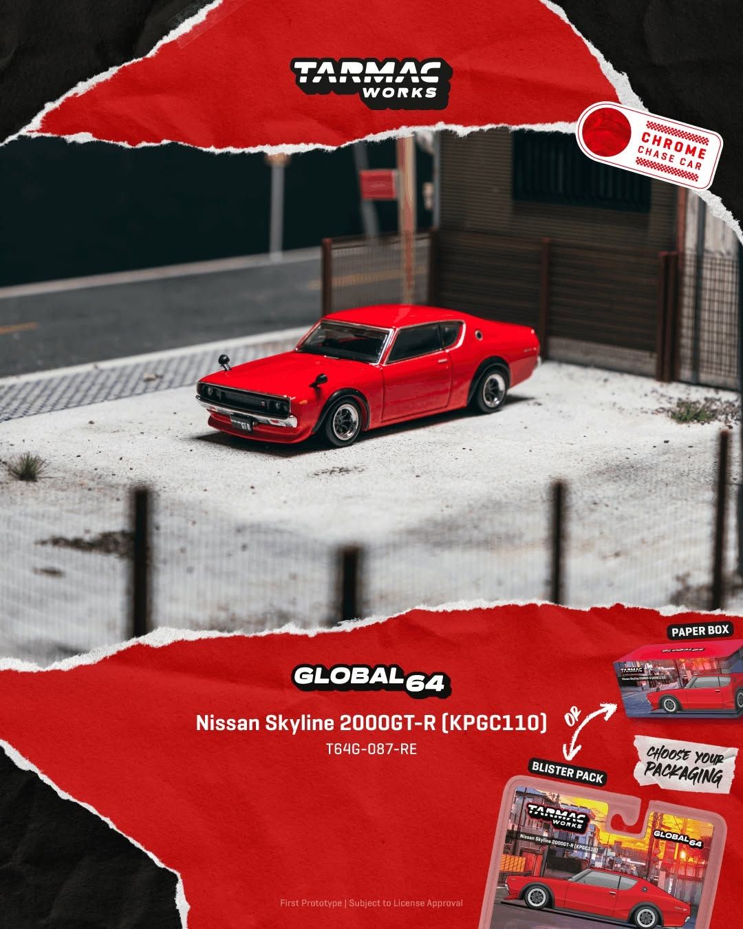 1:64 Tarmac - 1972 Nissan Skyline 2000GT-R (KPGC110), red
