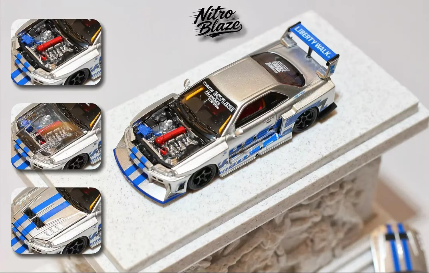 1:64 Street Weapon - Nissan ER34 Skyline, silver/blue