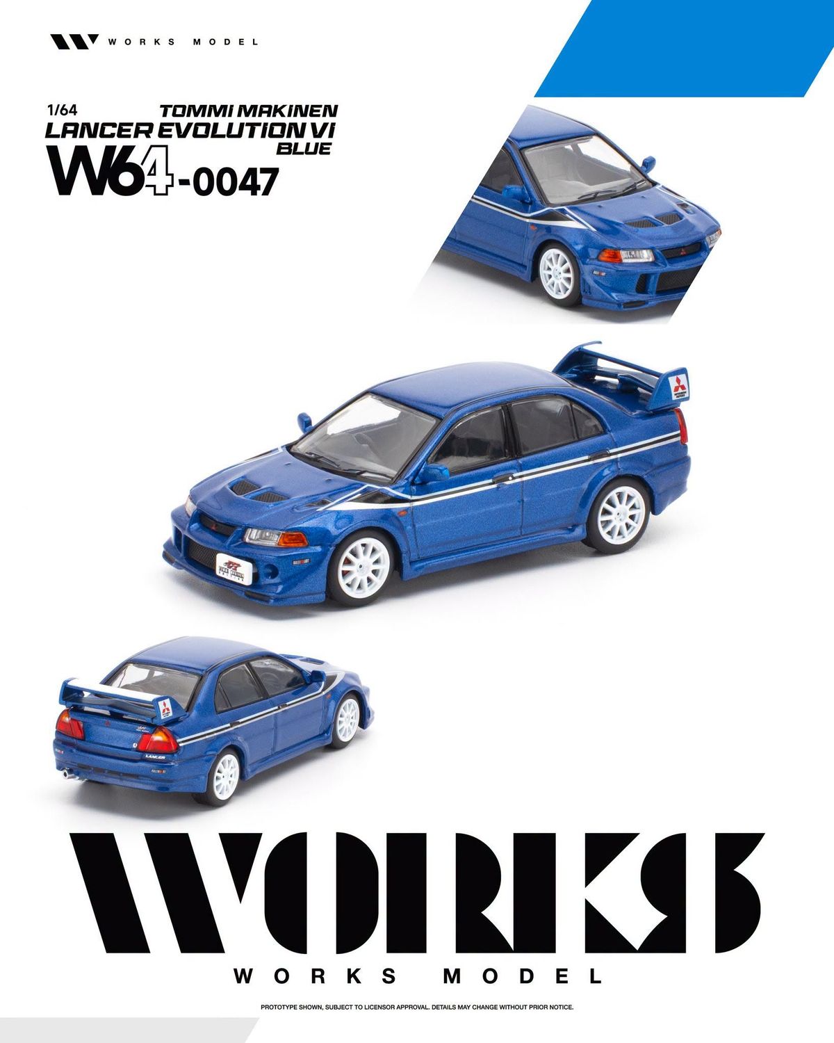 1:64 Works Model - Mitsubishi Lancer Evolution VI Tommi Makinen, blue