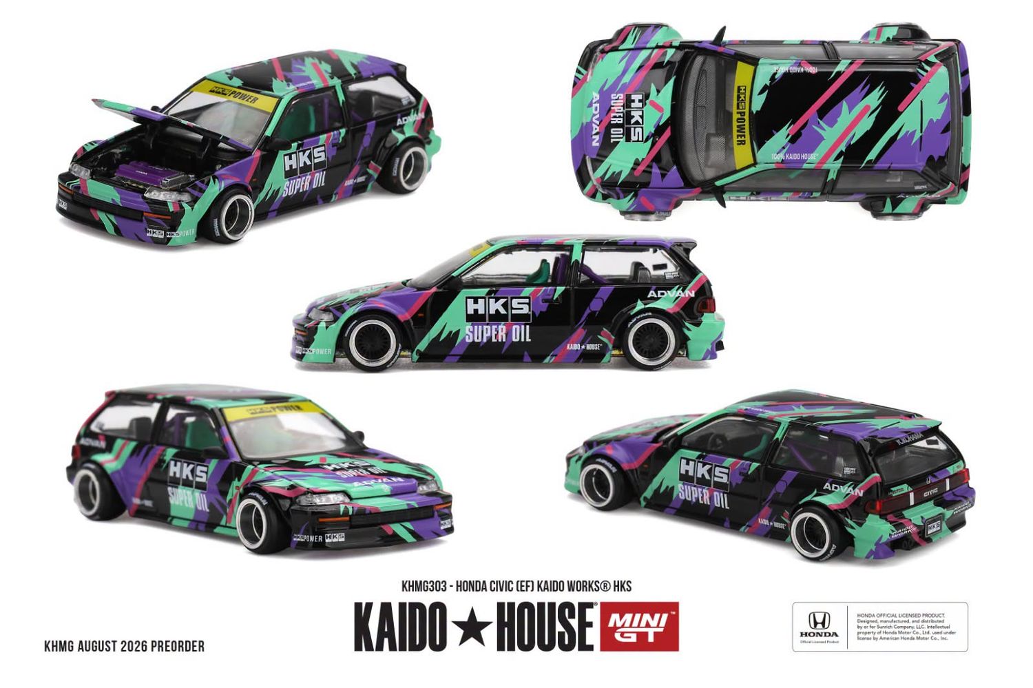 1:64 Mini GT - 1987 Honda Civic (EF) Kaido Works *HKS*