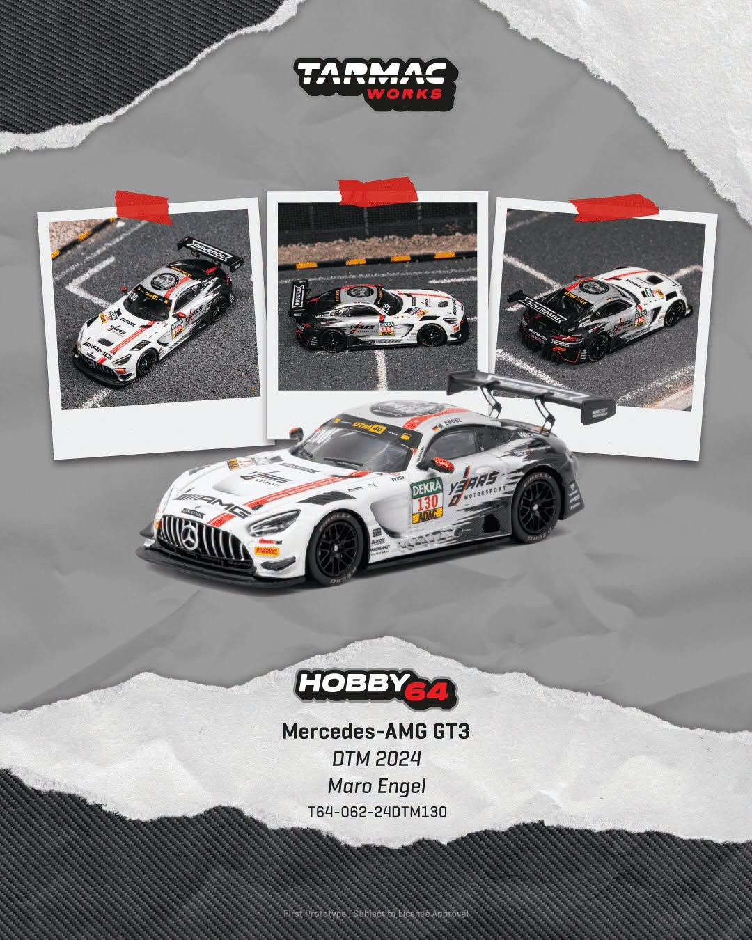 1:64 Tarmac - 2024 Mercedes-Benz AMG GT GT3 #130 Maro Engel DTM Championship