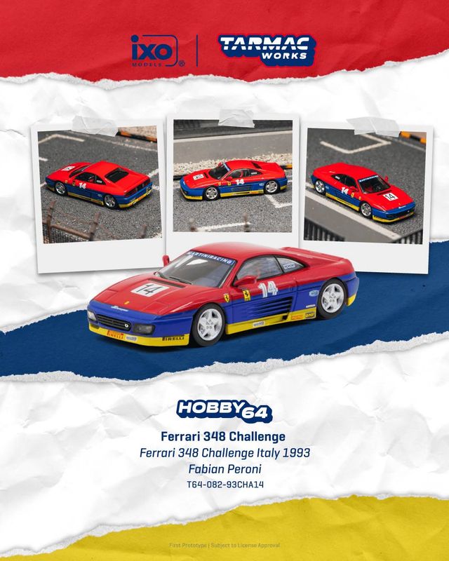 1:64 Tarmac - 1993 Ferrari 348 Challenge #14 Fabian Peroni 348 Challenge Italy 1:64 Tarmac - 1993 Ferrari 348 Challenge #14 Fabian Peroni 348 Challenge Italy