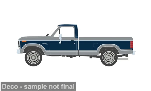 1:64 Ixo USA - 1980 Ford F-150 Ranger XLT Short Bed Silver / Dark Blue