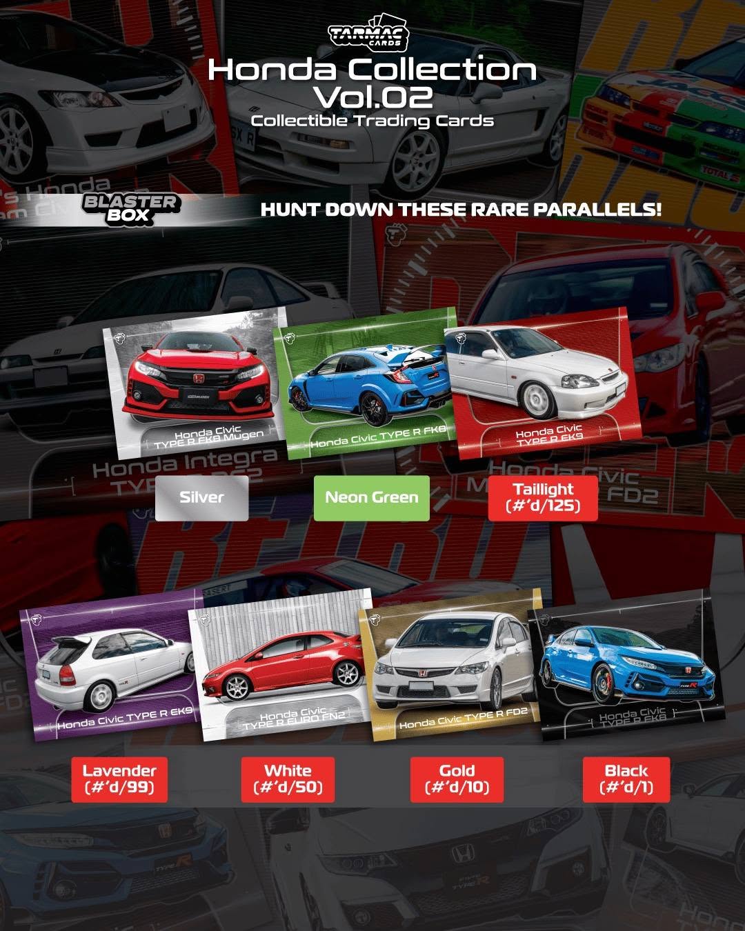 1:64 Tarmac Cards - Honda Collection Vol.02 *1 Pack with 4 Cards*