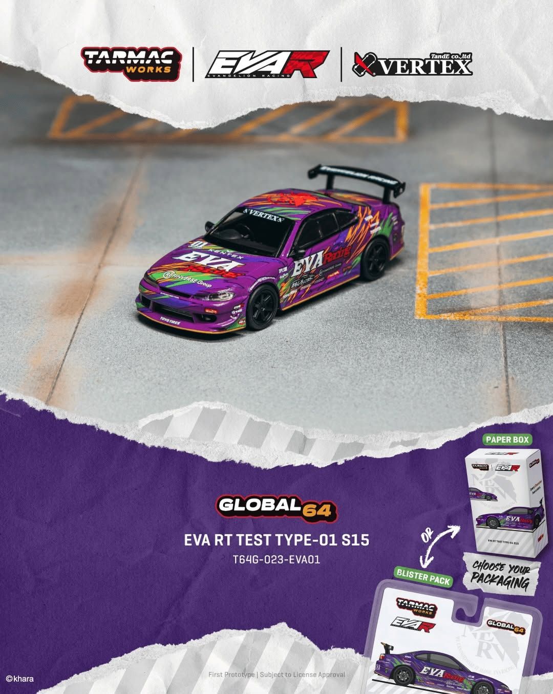 1:64 Tarmac - 2025 Nissan Silvia (S15) EVA RT Test Type-01 *Blister*