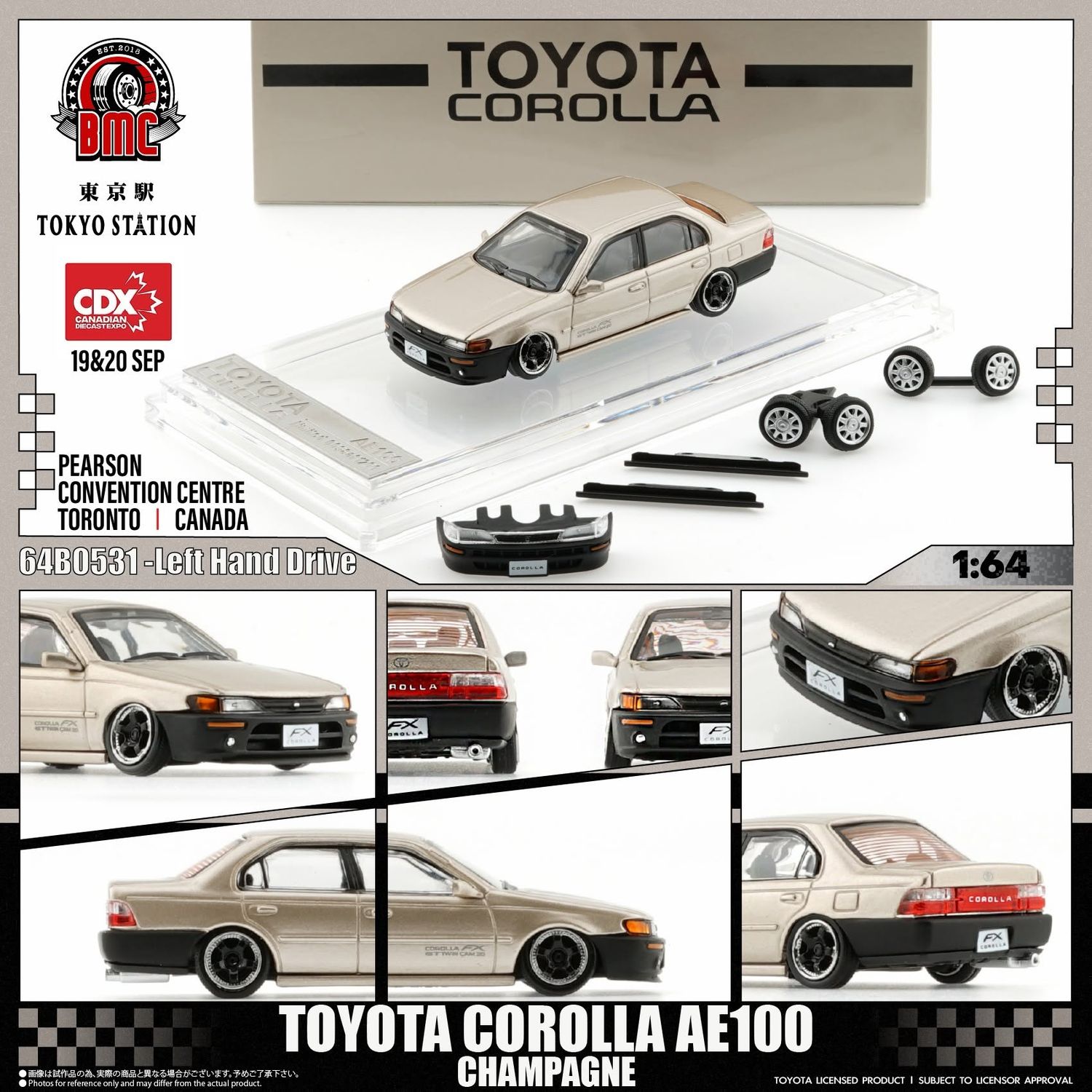 1:64 BM Creations - Toyota Corolla AE100, champagne *Canadian Diecast Expo*