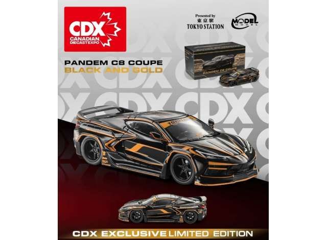 1:64 ModelModel - Pandem C8 Coupe, black/gold *Canadian Diecast Expo*