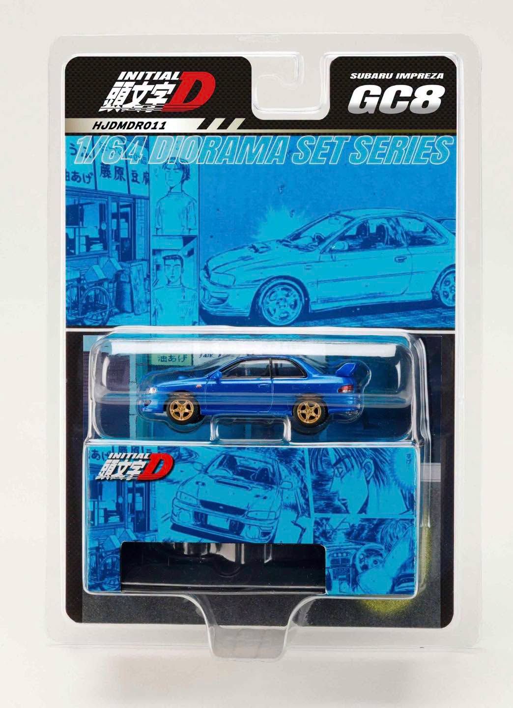 1:64 Hobby Japan - Subaru Impreza Initial D, blue *Re-Release with a Special Collectible Card included*