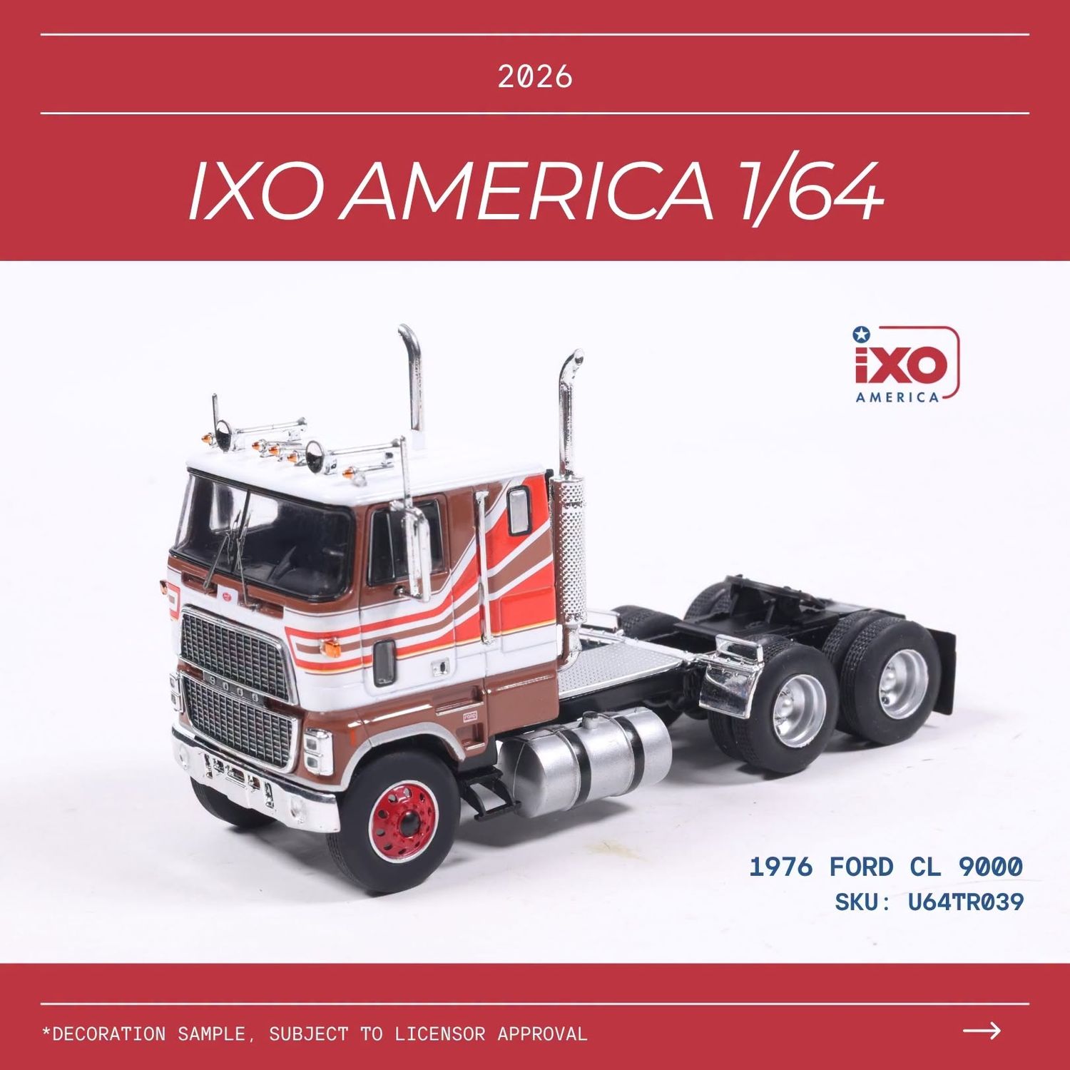 1:64 Ixo USA - 1976 Ford CL 9000 Brown Red 1:64 Ixo USA - 1976 Ford CL 9000 Brown Red