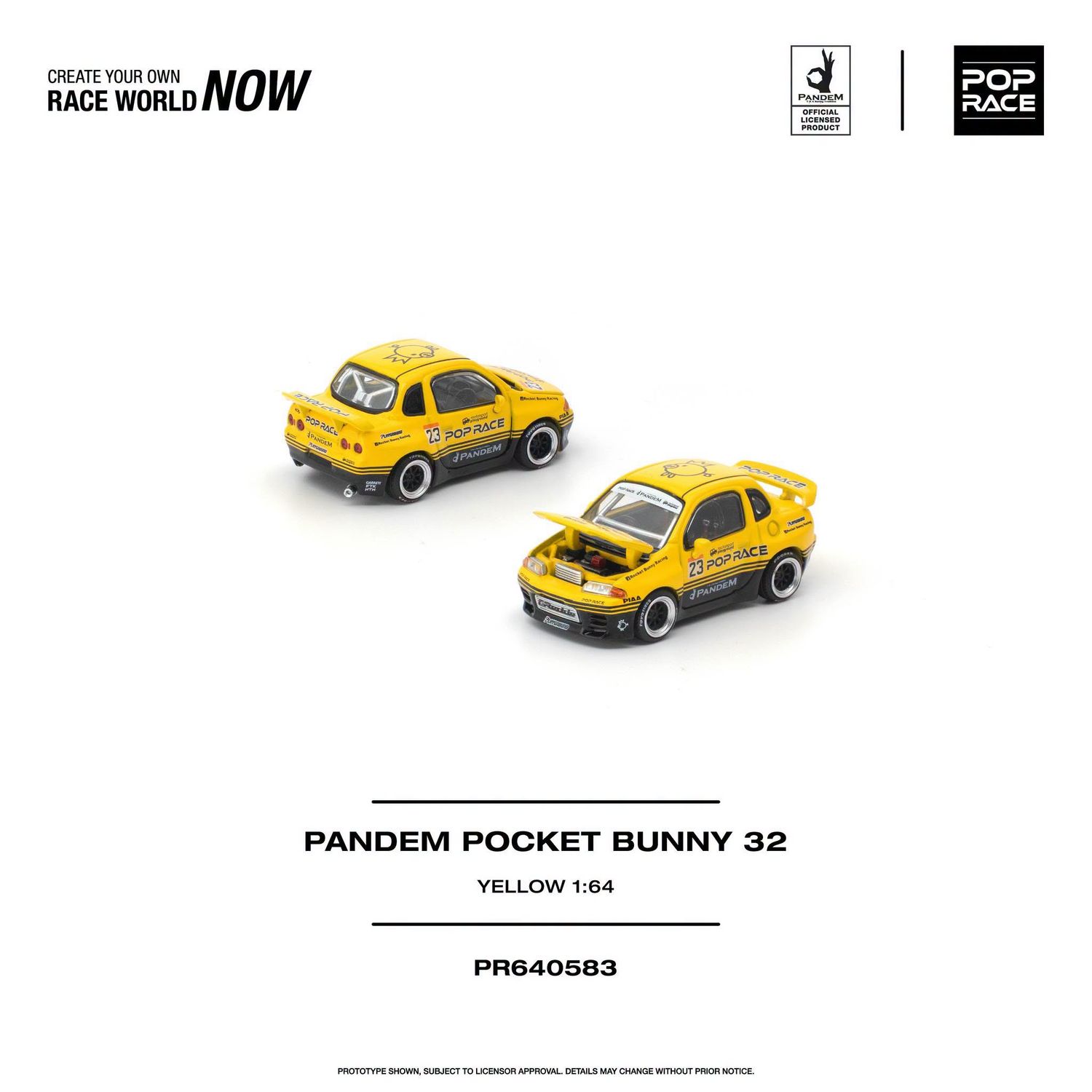1:64 Pop Race Limited - Pandem Pocket Bunny Nissan Skyline 34, Yellow