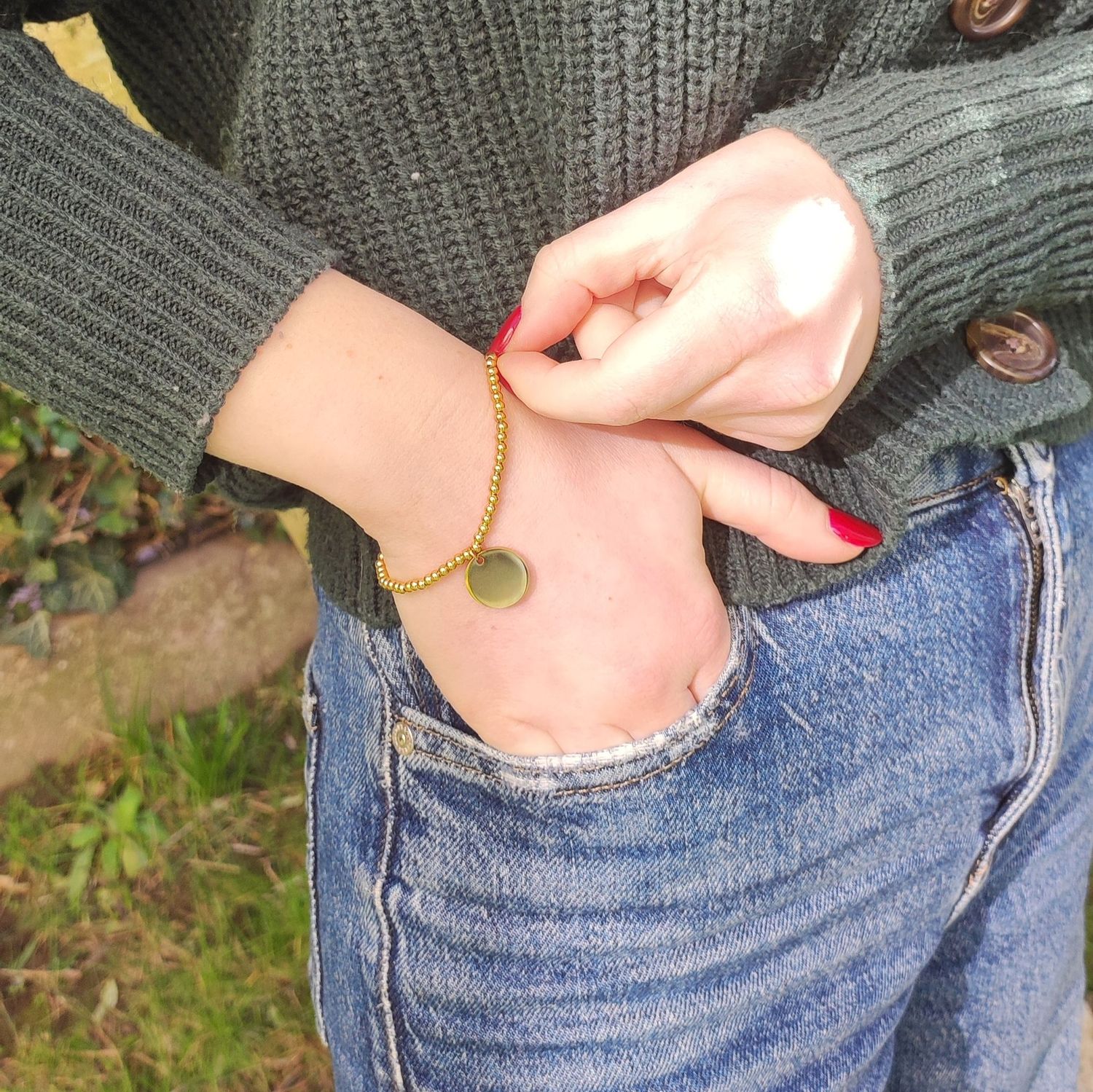 Bracelet doré avec médaille à personnaliser