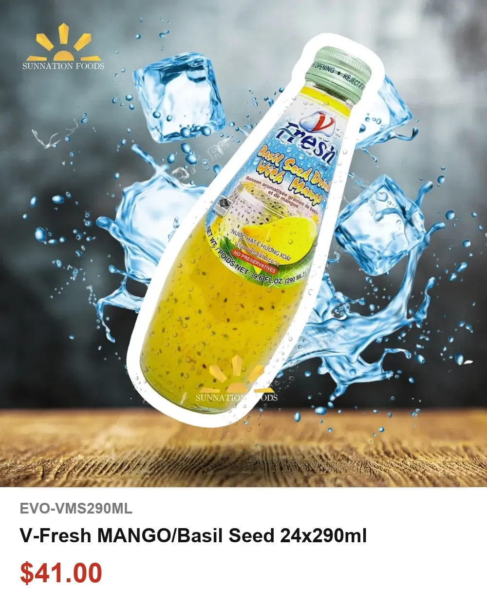 V-Fresh Mango Basil Seed Drink 24 x 290ml