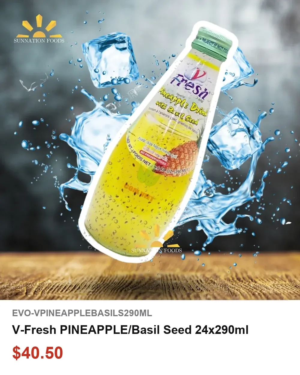 V-Fresh Pineapple Basil Seed Drink 24 x 290ml