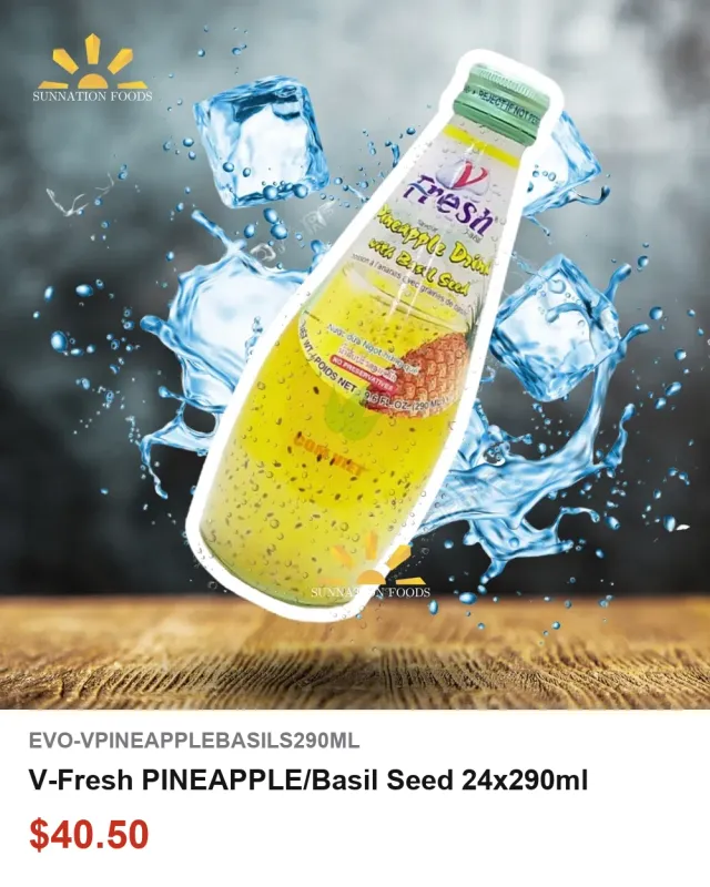 V-Fresh Pineapple Basil Seed Drink 24 x 290ml