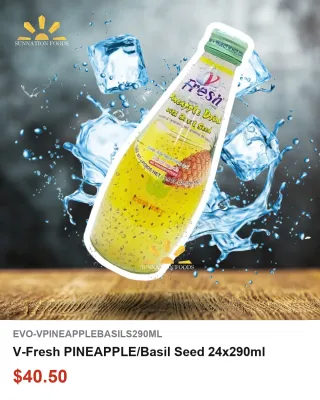 V-Fresh Pineapple Basil Seed Drink 24 x 290ml