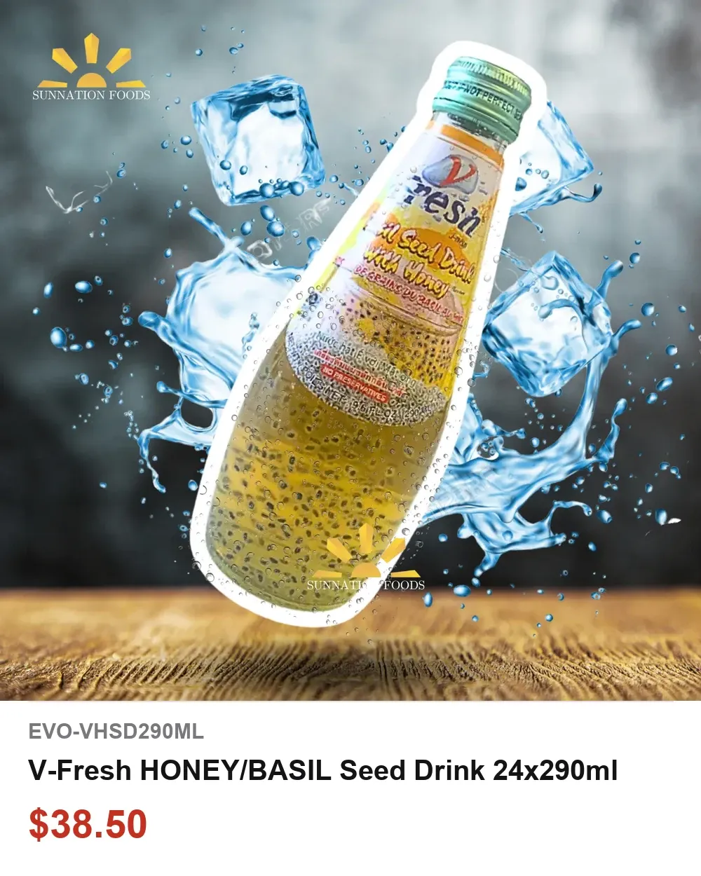 V-Fresh Honey Basil Seed Drink 24 x 290ml