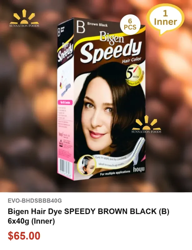 Bigen Hair Dye SPEEDY BROWN BLACK (B) 6x40g (Inner)