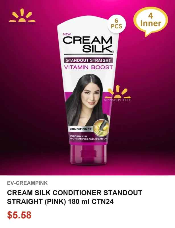 CREAM SILK CONDITIONER STANDOUT STRAIGHT (PINK) 180 ml CTN24