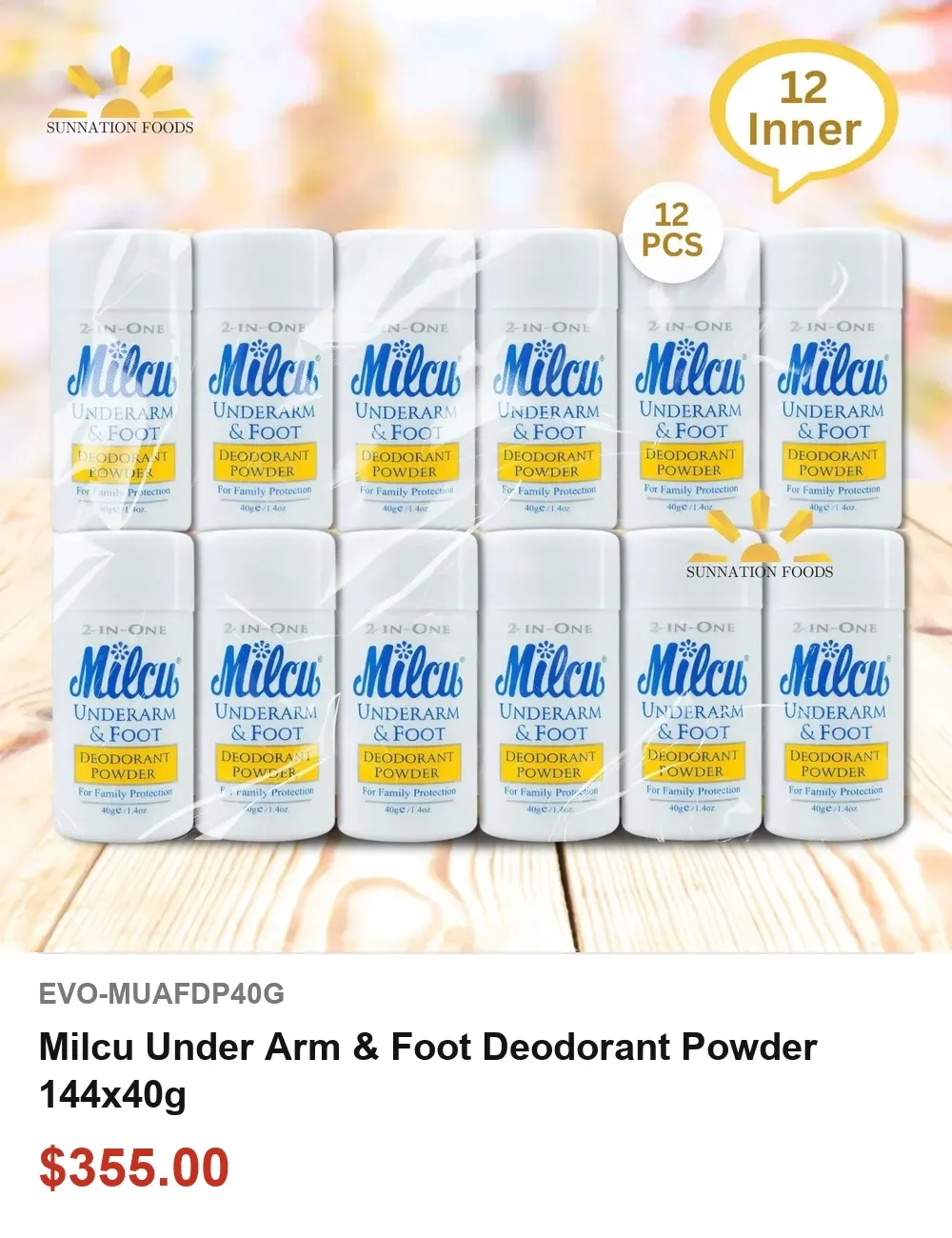 Milcu Under Arm &amp; Foot Deodorant Powder 144x40g
