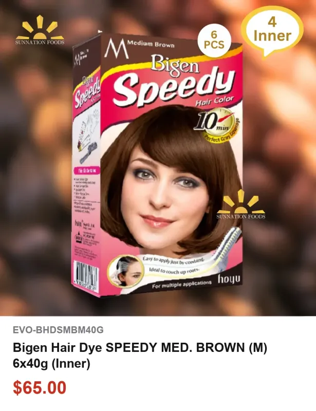 Bigen Hair Dye SPEEDY MED. BROWN (M) 6x40g (Inner)