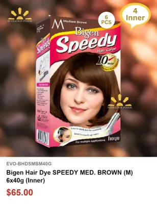 Bigen Hair Dye SPEEDY MED. BROWN (M) 6x40g (Inner)