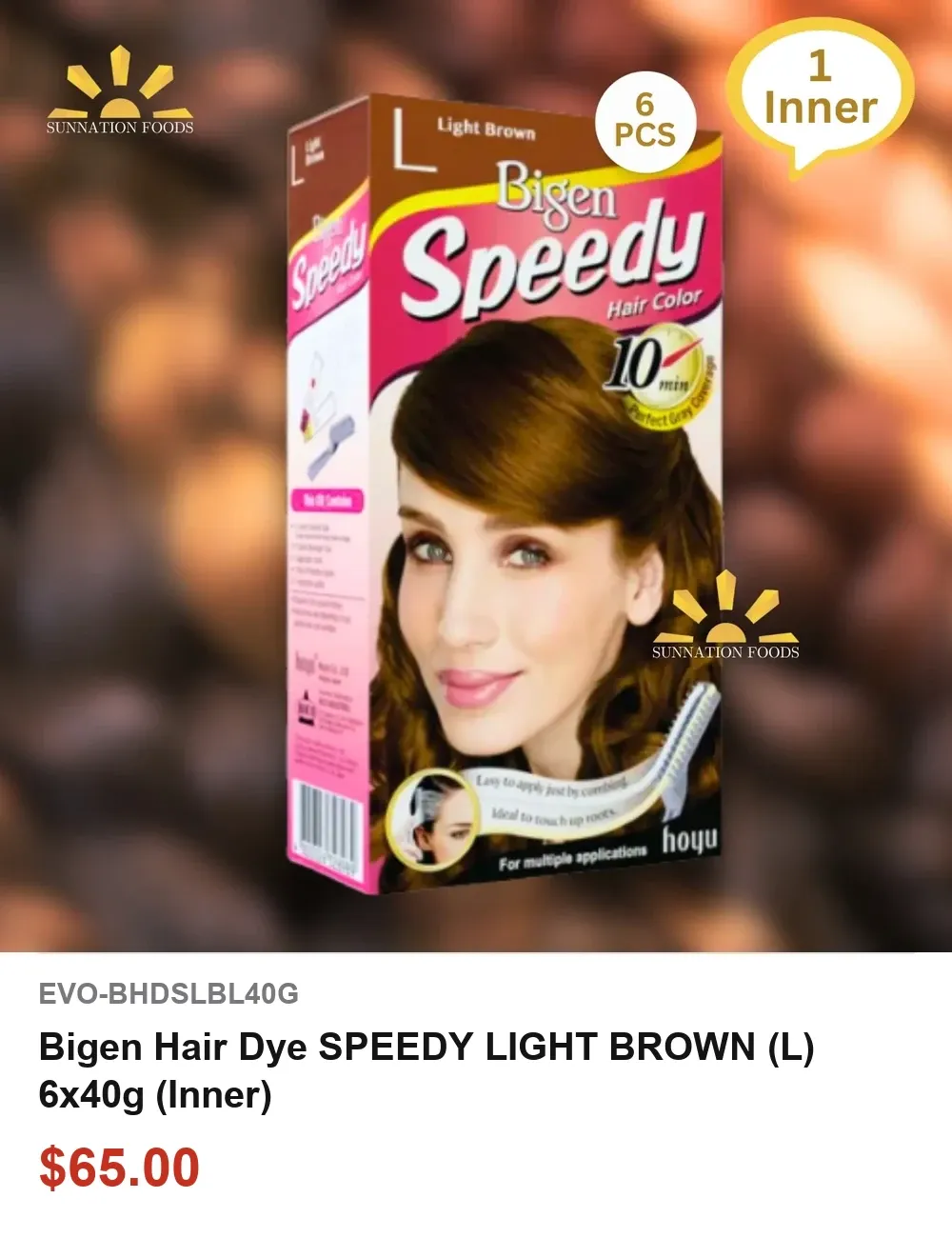 Bigen Hair Dye SPEEDY LIGHT BROWN (L) 6x40g (Inner)
