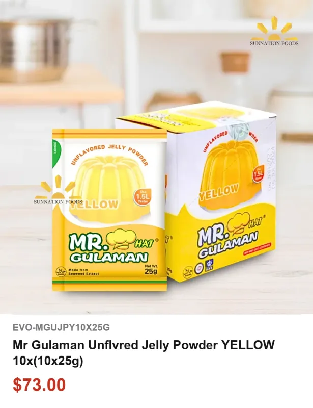 Mr Gulaman Unflvred Jelly Powder YELLOW 10x(10x25g)