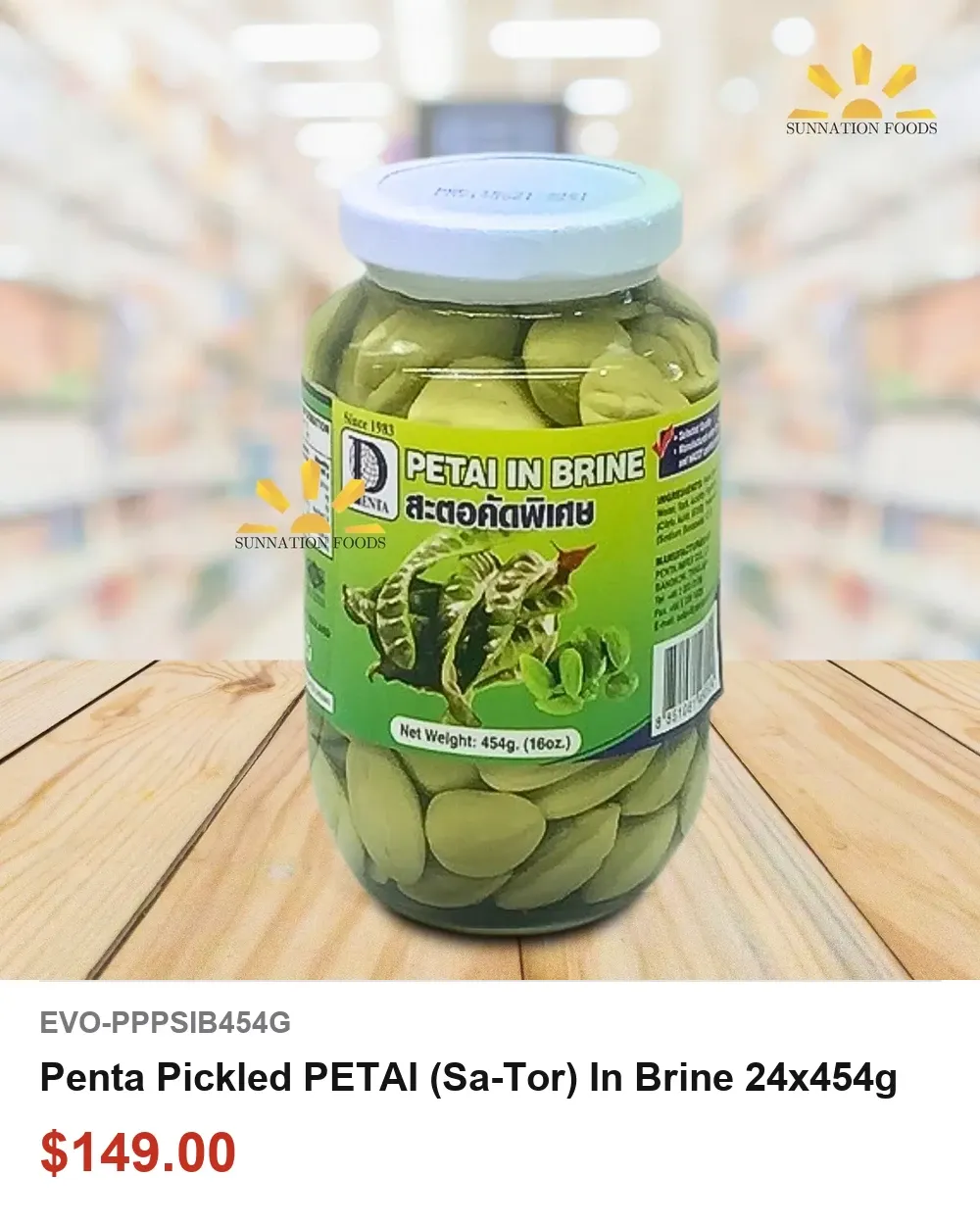 Penta Pickled PETAI (Sa-Tor) In Brine 24x454g
