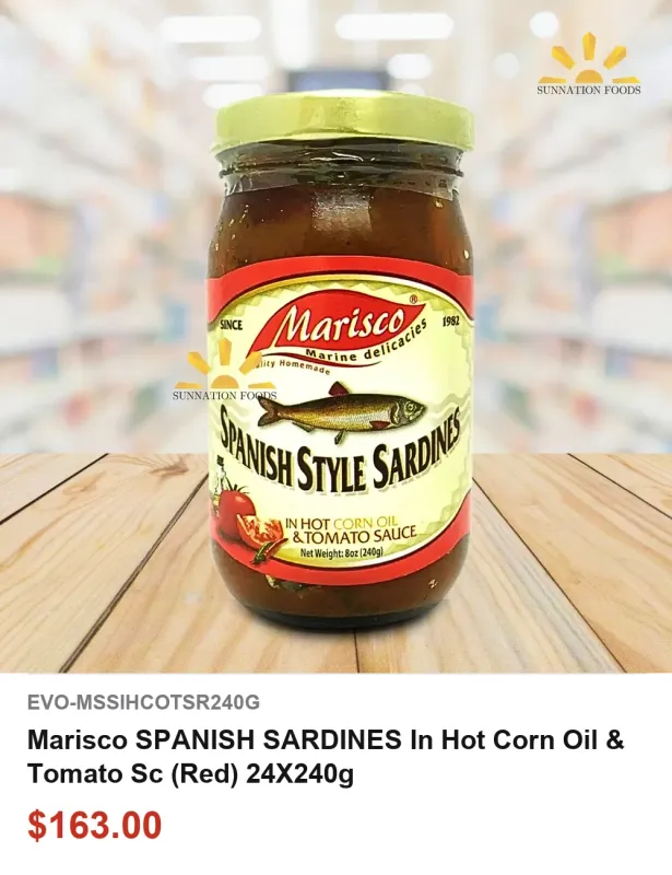 Marisco SPANISH SARDINES In Hot Corn Oil &amp; Tomato Sc (Red) 24X240g