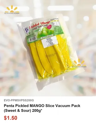 Penta Pickled MANGO Slice Vacuum Pack (Sweet &amp; Sour) 200g-